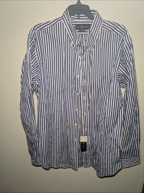Ralph Lauren Blue & White Striped Button-Down Shirt